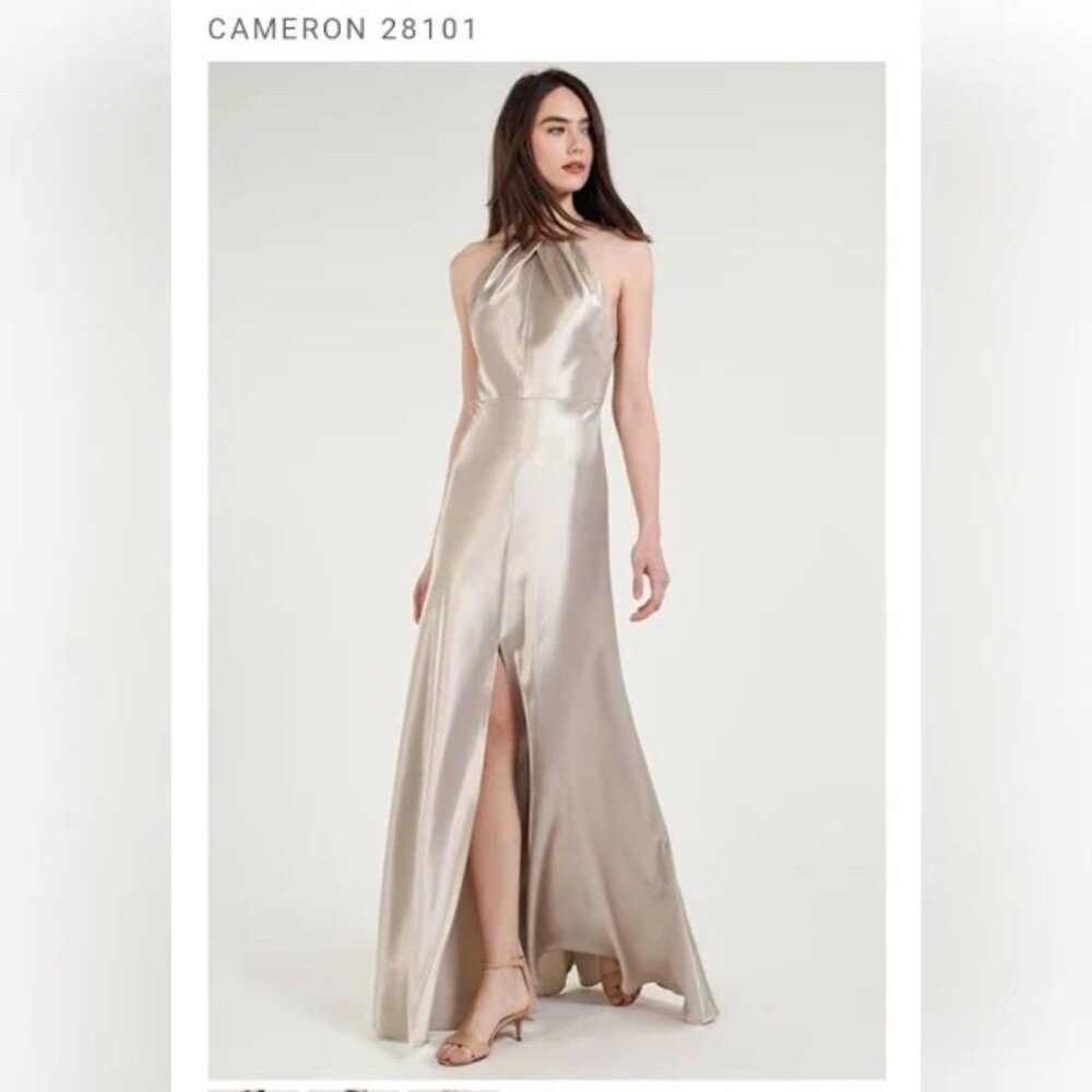 Jenny Yoo Cameron in Latte Satin Back Crepe Size 12